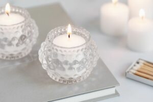 Votive candles in holders