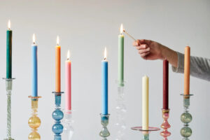 colorful taper candles 