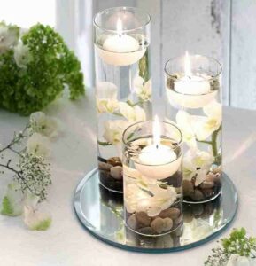 DIY floating candles in jars with flowers 