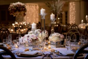 Pillar candles for wedding table decoration