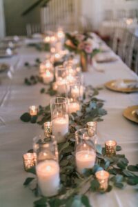 Waves of candles for wedding table 