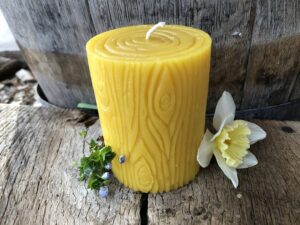 pillar beeswax candle with flower