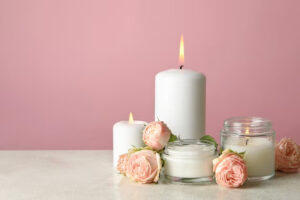 reduce anxiety with rose smelling candles 