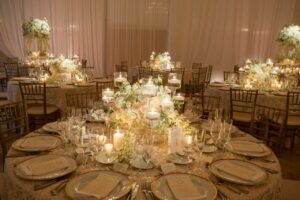 wedding table decor with floating candles 
