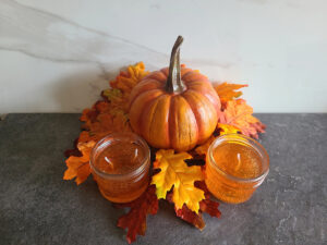 Pumpkin fall scented candles in jars 