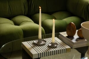 Taper candles are ideal on a coffee table