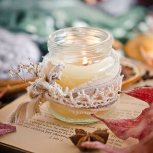 Vanilla scented candle in a jar 