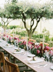 tall candles for outdoor wedding table decoration 