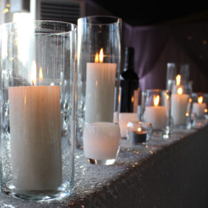 cylinder vases with pillar candles 