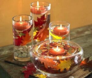 floating candles for Thanksgiving table decoration 