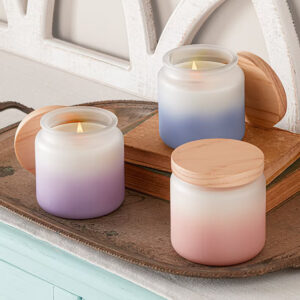 scented jar candles on tray 