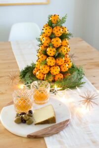 Orange clove Christmas Topiary with lights 