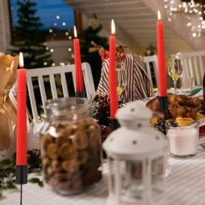 red taper candle for Holiday table decoration
