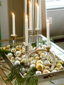 taper candles for Christmas table decoration 