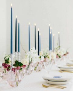 colorful taper candles for wedding table 