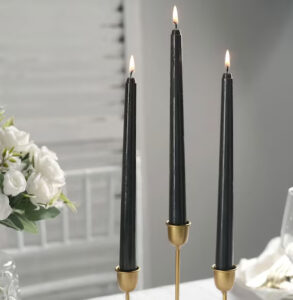 dripless black taper candles 