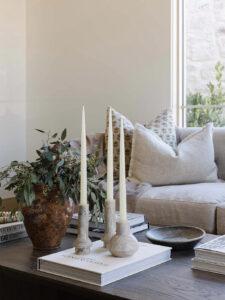 home decoration with tall candles 