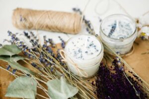 homemade soy wax candles with dried flowers