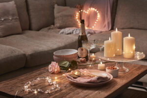 perfect date night with burning candles 