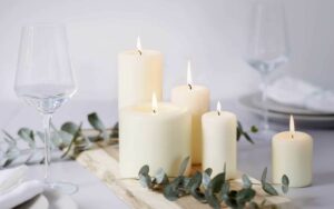pillar candles for romantic dinner 