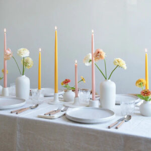 tall candles in dining table 