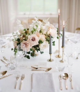 wedding centerpieces with tall candles 