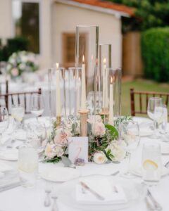wedding table decoration with taper candles 
