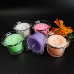 multi-color paraffin wax scented candles in jars 