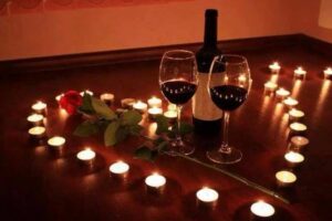 romance with tealight candles 