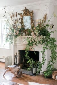 use fireplace for spring decoration 