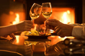 use the fireplace for romantic dinner 