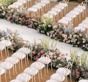 wedding aisle decoration with flowers 