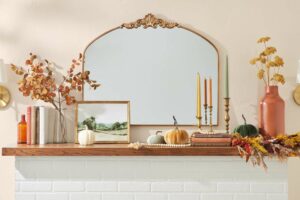 Fireplace decorating with candlesticks 