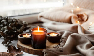 burning candles for relaxation