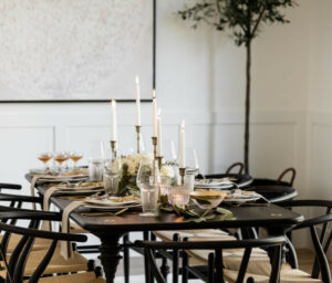 dining table decoration with taper candles 